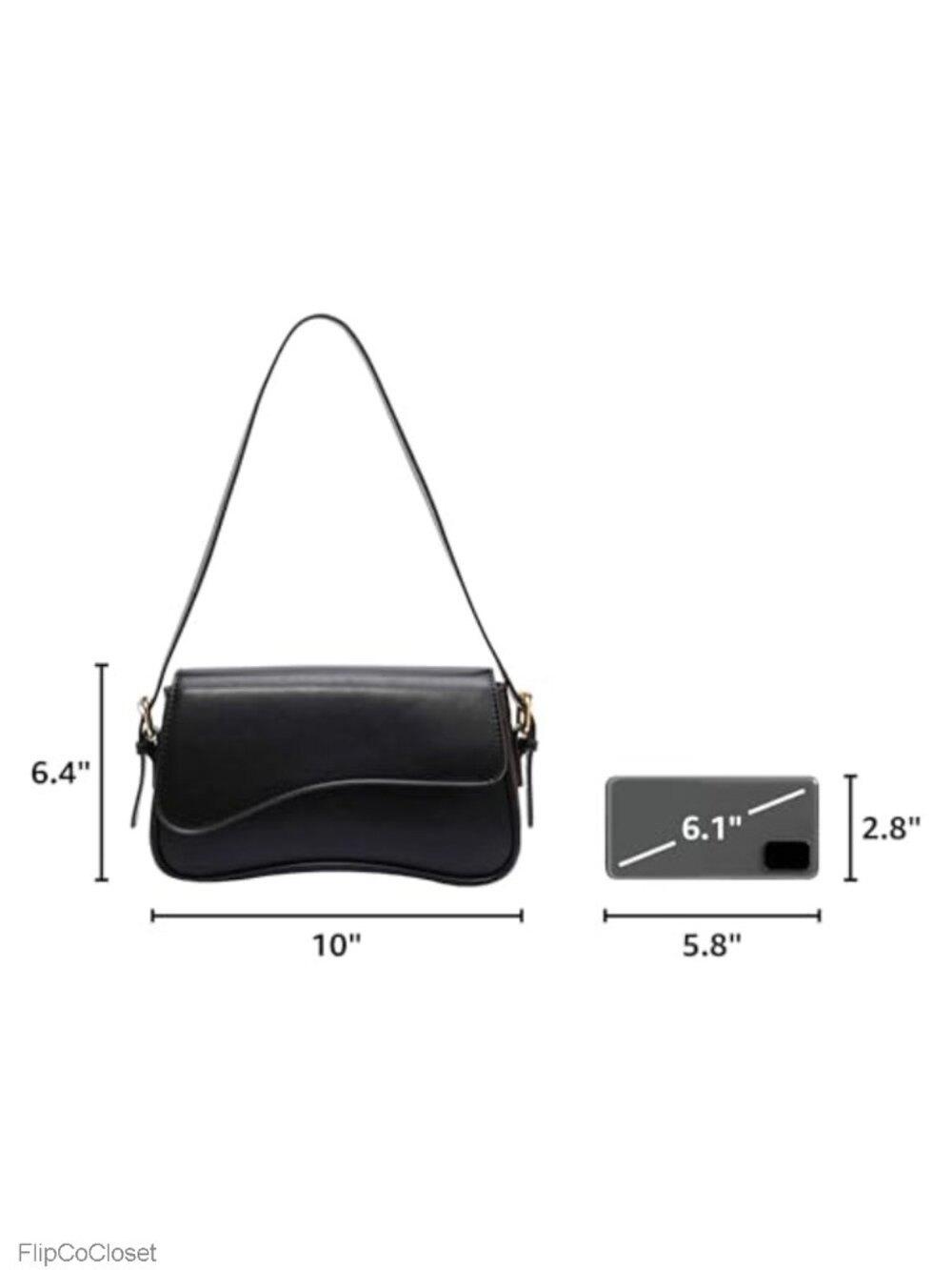 Y2K PU Leather Crescent Shoulder Bag Crossbody Purse with 2 Adjustable Straps - Picture 2 of 6
